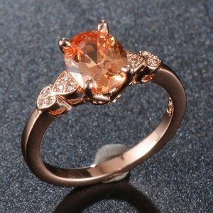 Vintage Gemstone Wedding Topaz Bague Anillo 18K Rose Gold Plated Ring,…